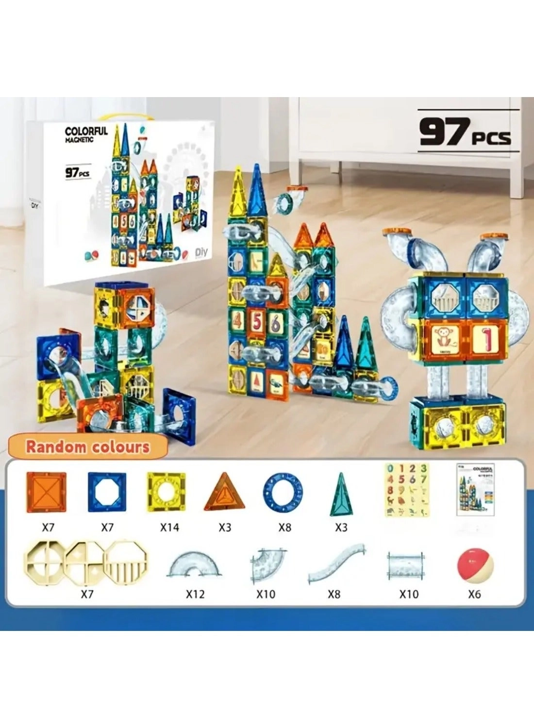 Magnetic Tiles Ball Track Set - 97+ pcs
