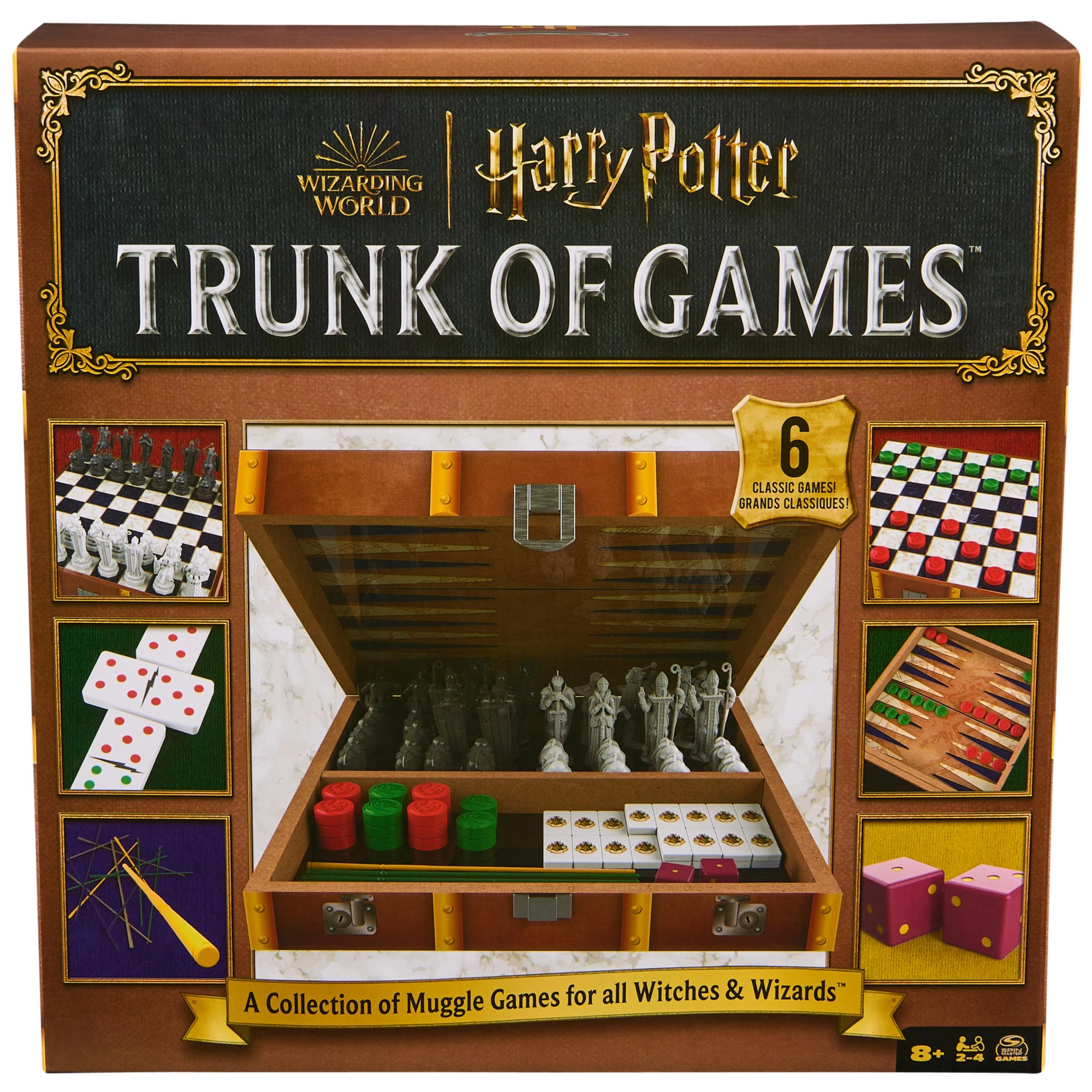 SPIN MASTER GAMES Harry Potter Trunk of Games - 5-IN-1 Wooden Storage