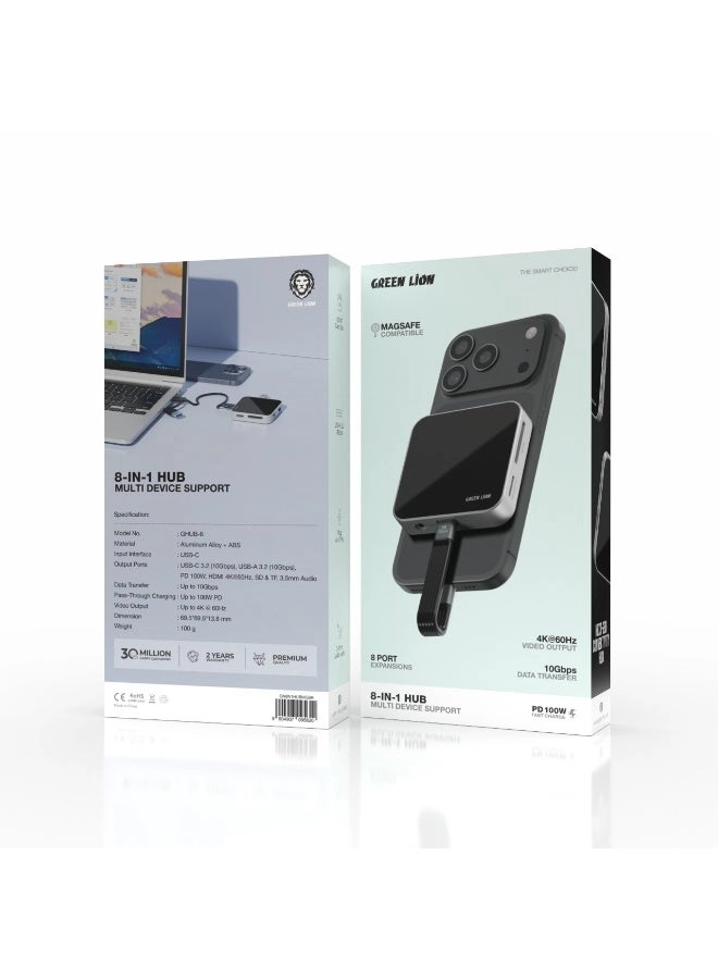 8-in-1 Hub - 100W PD HDMI 4K@60Hz Magsafe Compatible