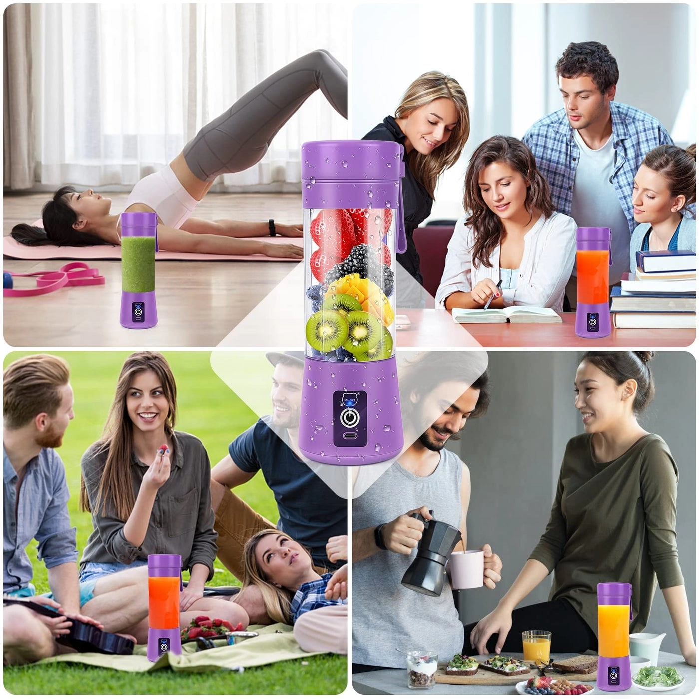 Portable Blender - 6 Blades USB Rechargeable LED Display
