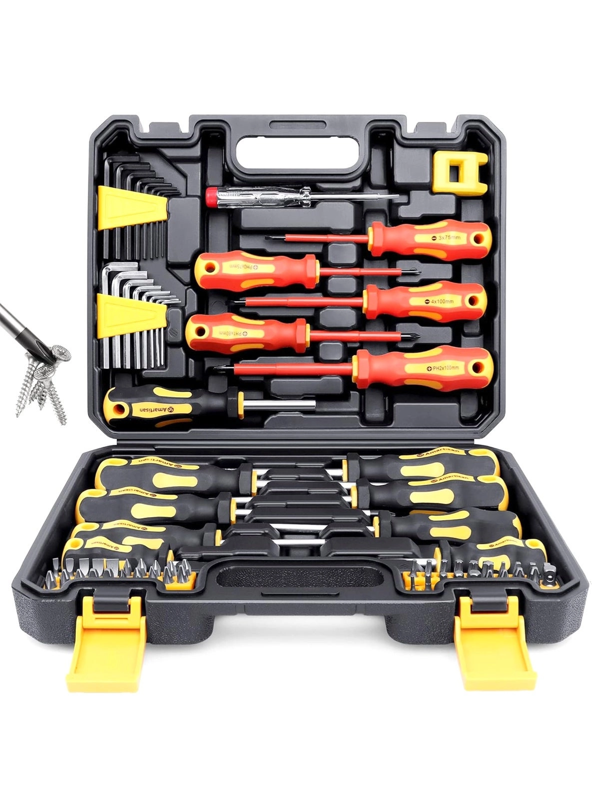 GGOOT Magnetic Insulated Slotted and Phillips Screwdriver Set (72 Pcs)