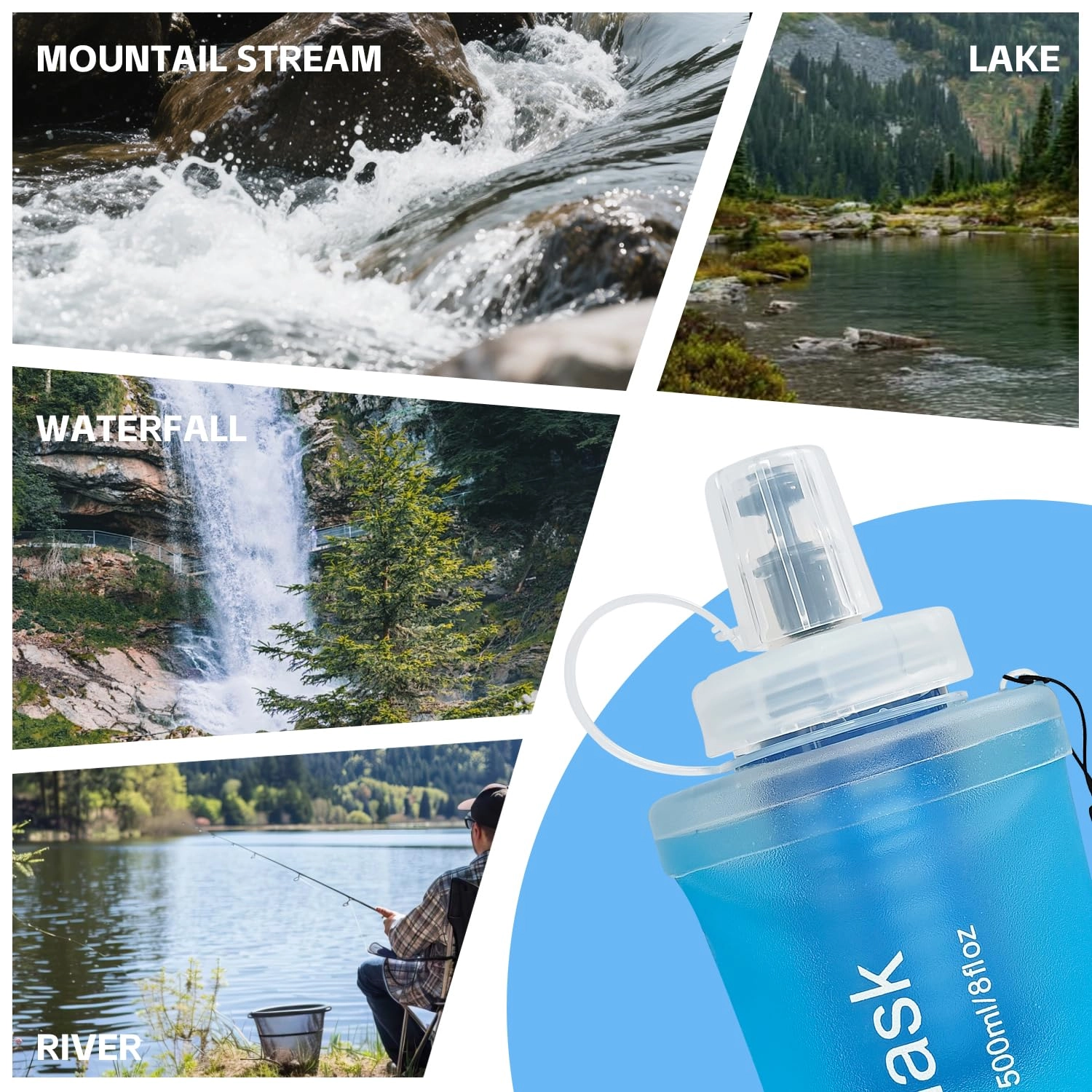 Collapsible Water Bottle Filter 500 ml