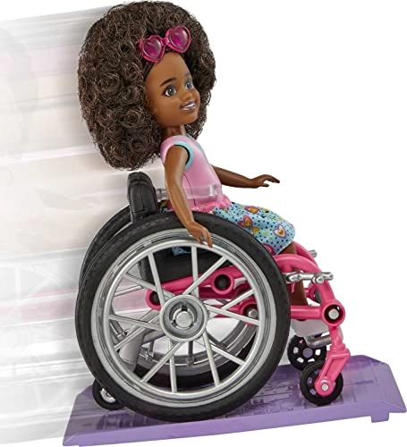 Chelsea Doll & Wheelchair - Small Curly Brown Hair Ages 3+