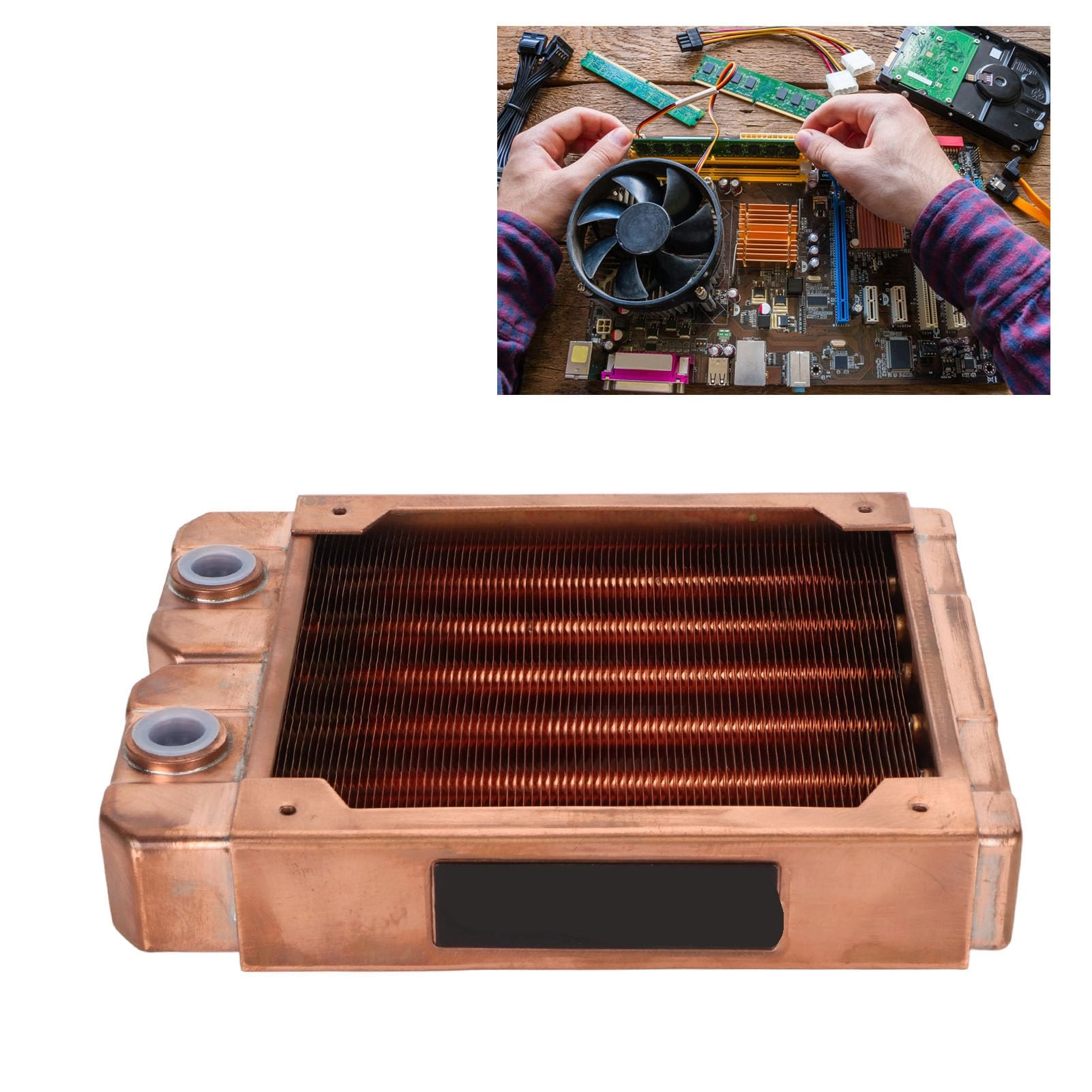 Water Cooling Radiator - 7 Pipe 120mm Red Copper