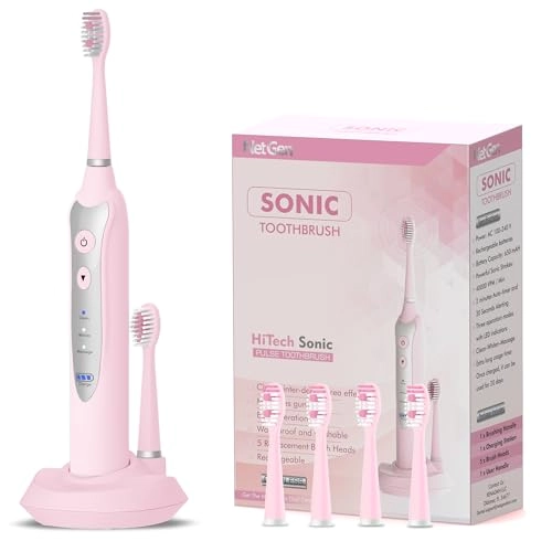 Sonic Electric Toothbrush - 5 Replacement Heads 3 Brushing Modes