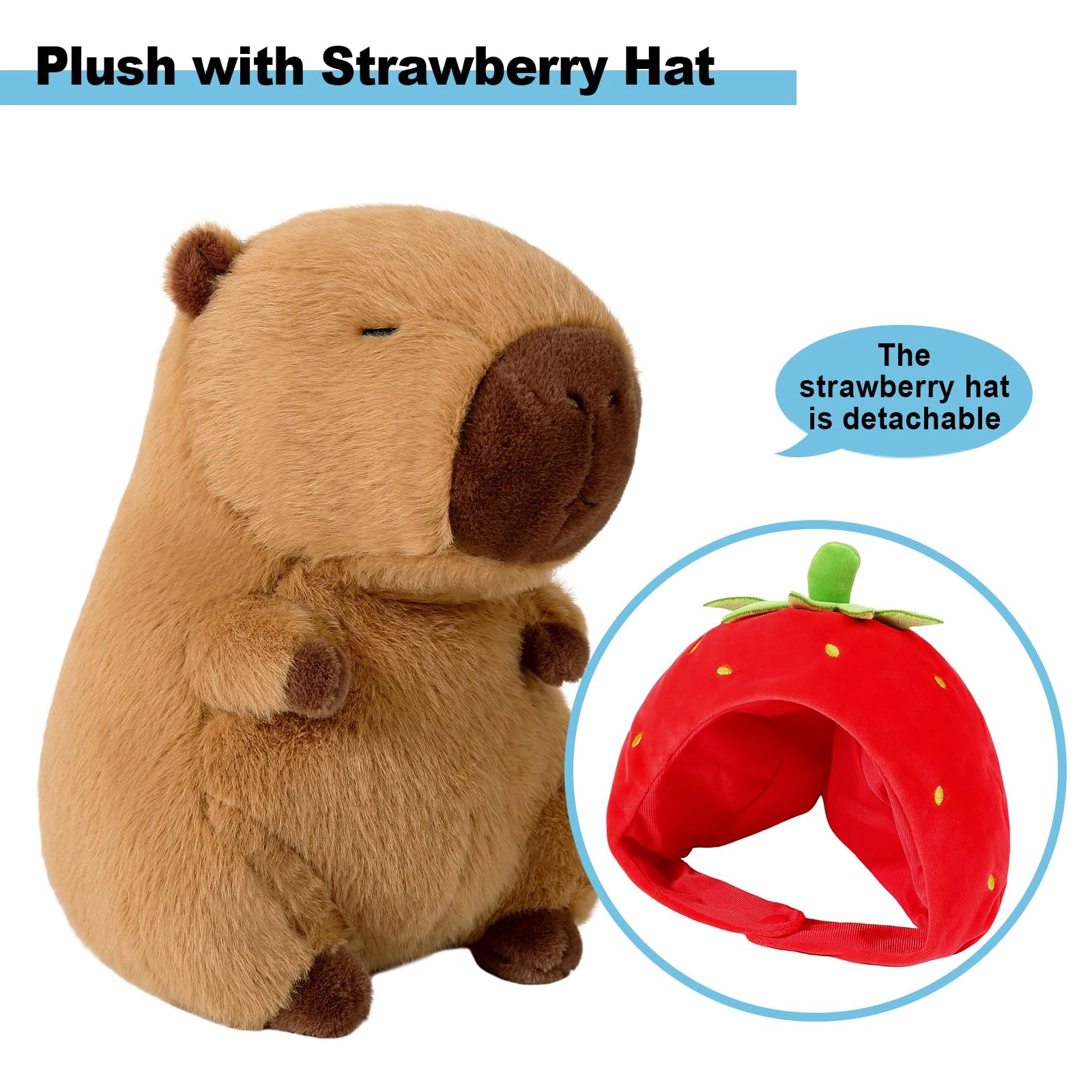 Capybara Plush - 9 inch Strawberry Hat