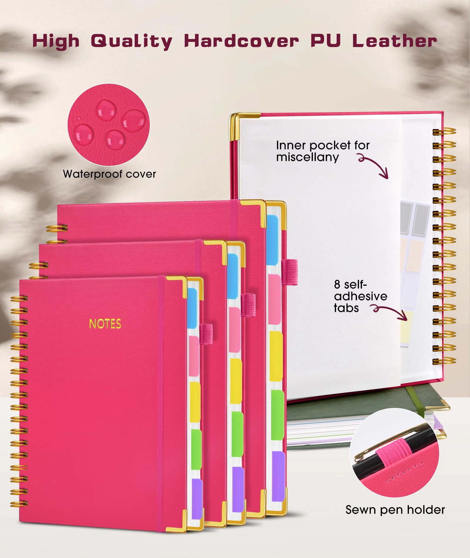 Spiral Notebook Large Hardcover - Lined 150 Sheets