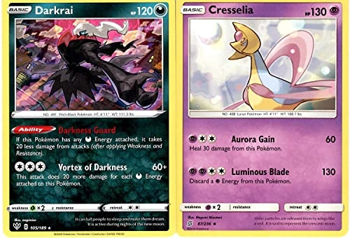 Darkrai 105/189 & Cesselia Legendary Card Set - Darkness Ablaze - Sword & Shield