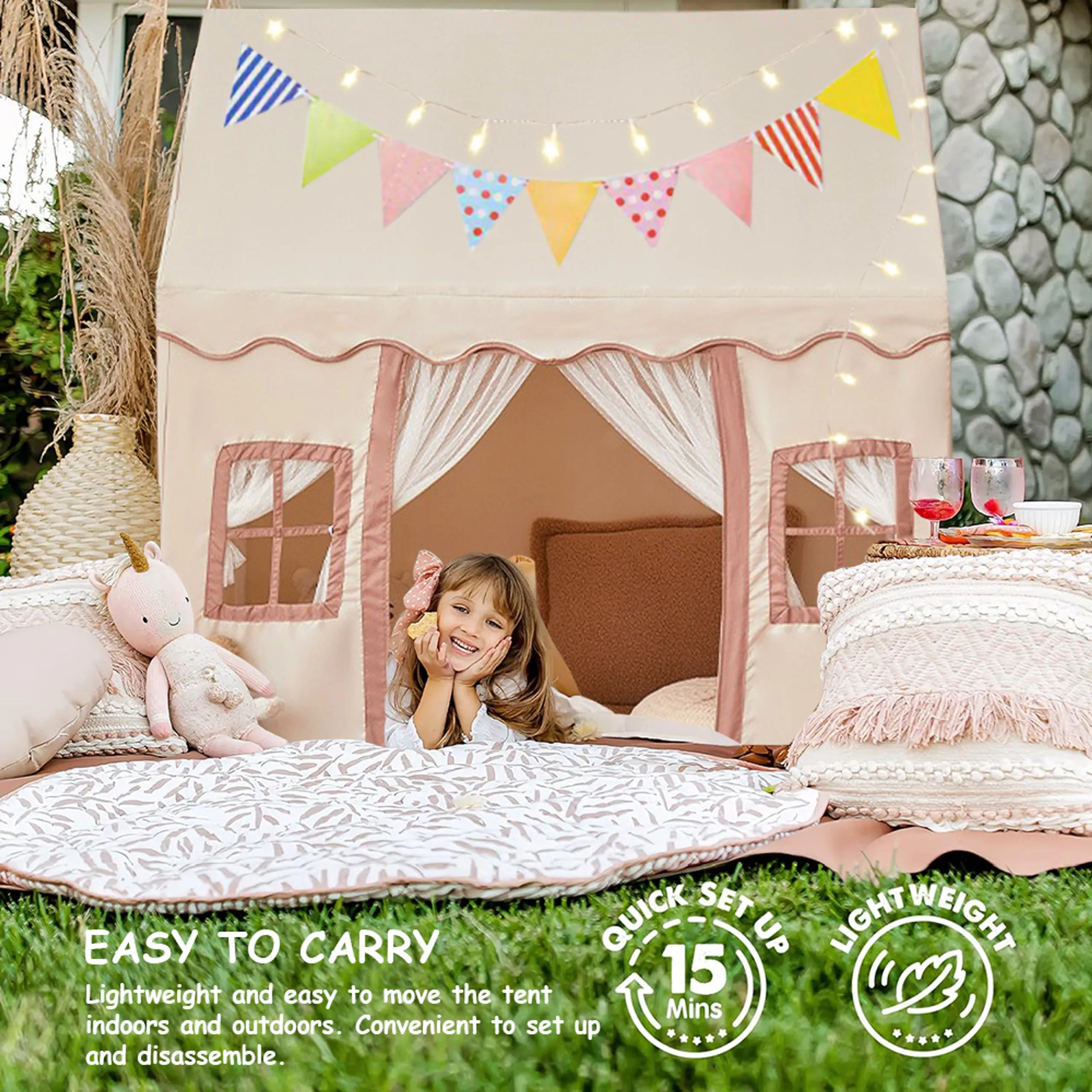 Play Tent House - Large Beige 120 x 100 x 130 cm