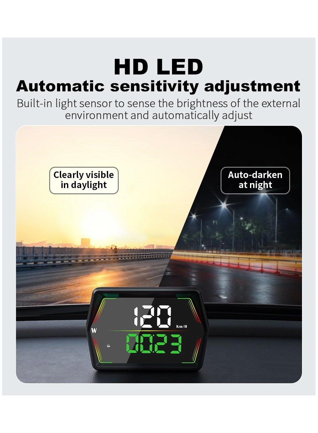 Digital Heads Up Display - GPS 6 modes USB Plug and Play
