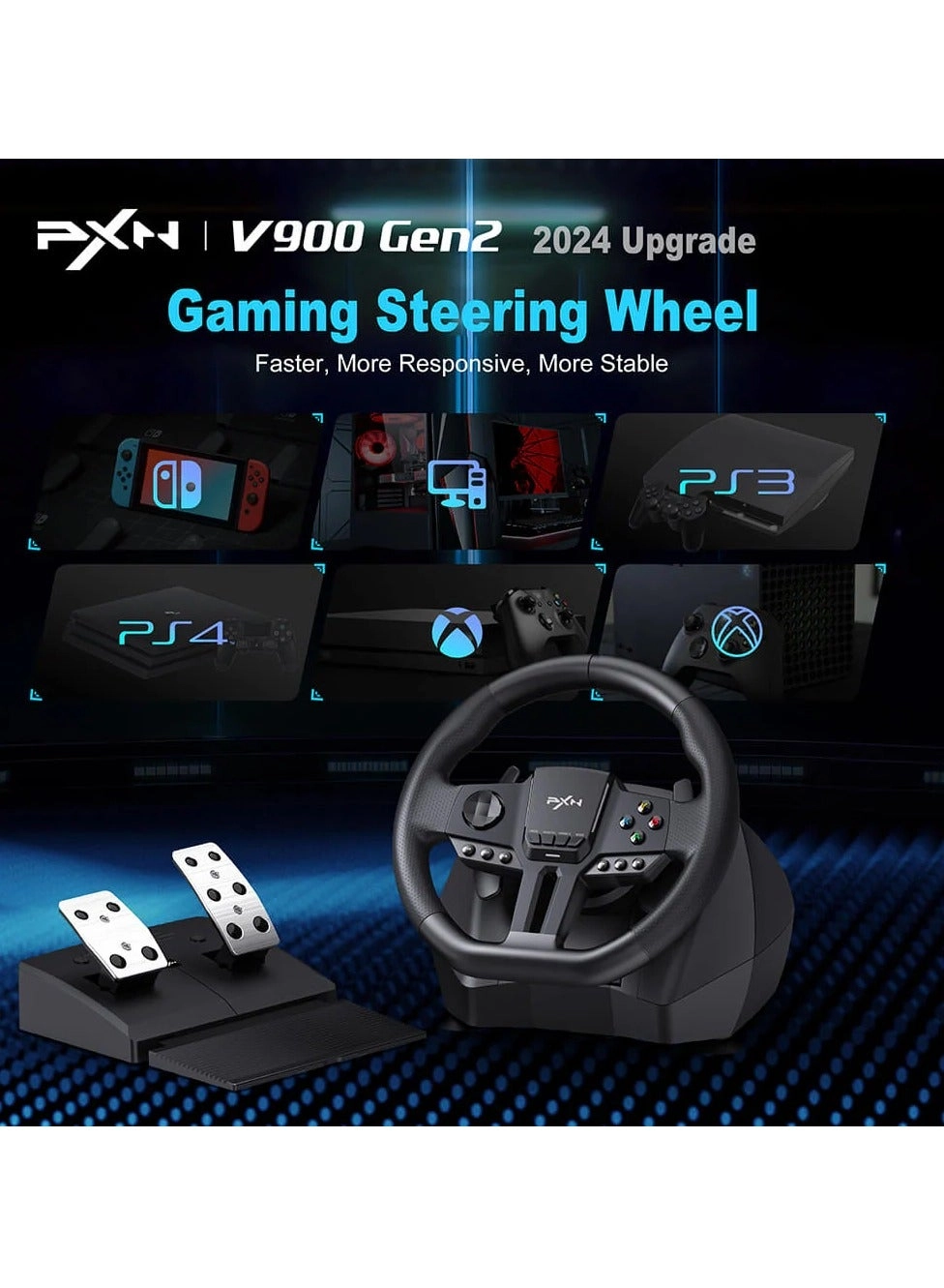 V9 Gen 2 Racing Wheel & Pedals - PC/Xbox/PS4/Switch