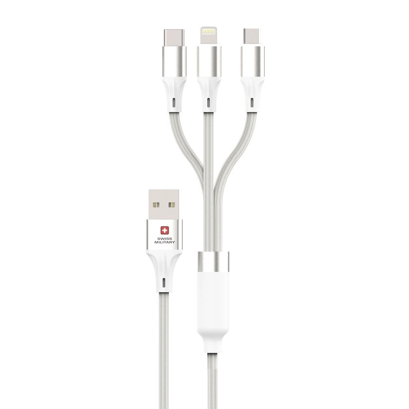 Swiss Military 3-in-1 Fast Charging Cable USB-C to Lightning 1m