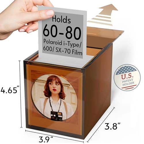 Acrylic Polaroid Frame & Photo Storage Box - 1 Pack 4.2”x3.5”