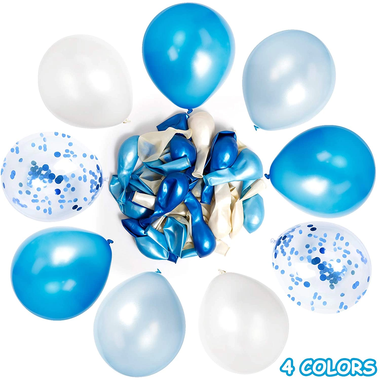 Latex and Confetti Balloons Set - 50-Pieces Birthday