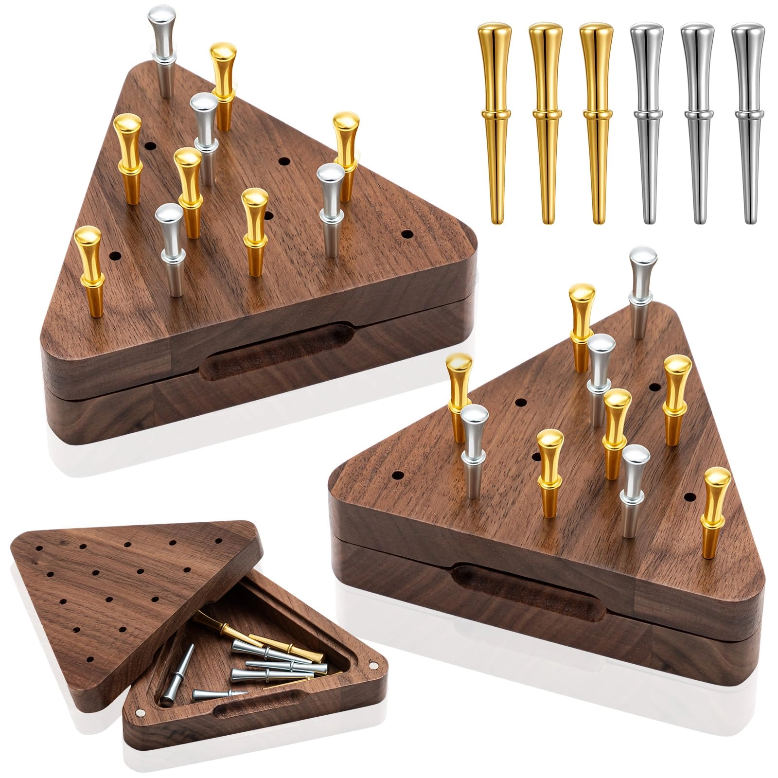 Estune Tricky Triangle Peg Game - 2 Set 4.3 Inch Walnut