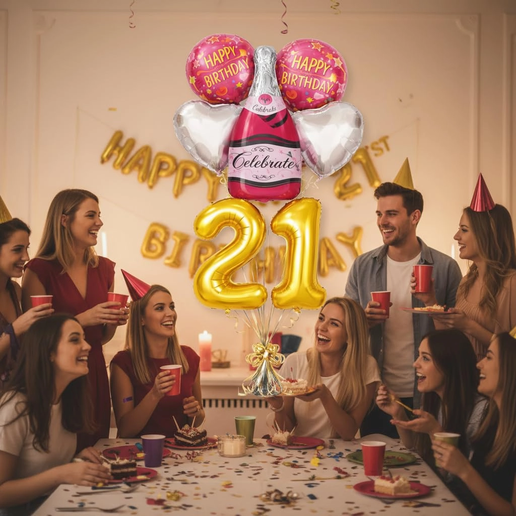 Number 21 Birthday Balloons Set - 6 Count Birthday