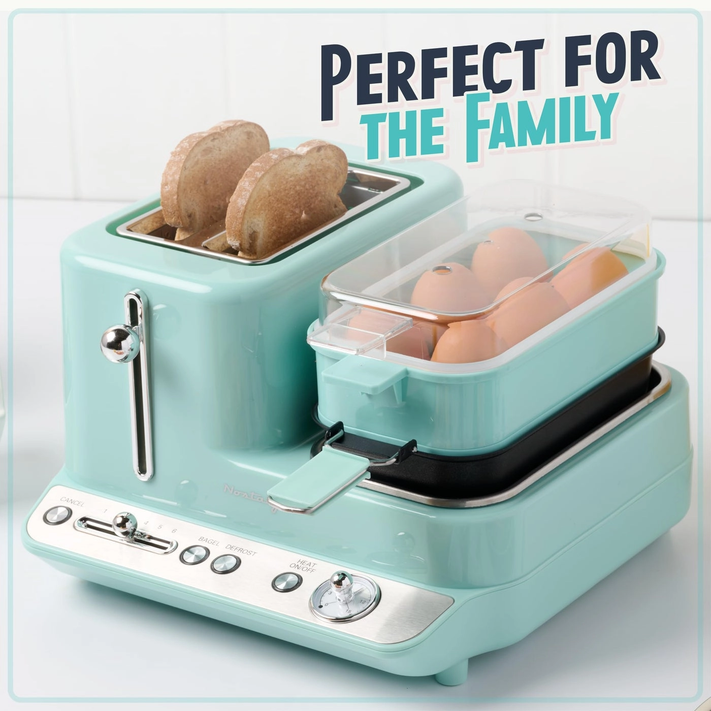 Egg and Veggie Steamer + Non-Stick Griddle + Wide 2-Slot Toaster