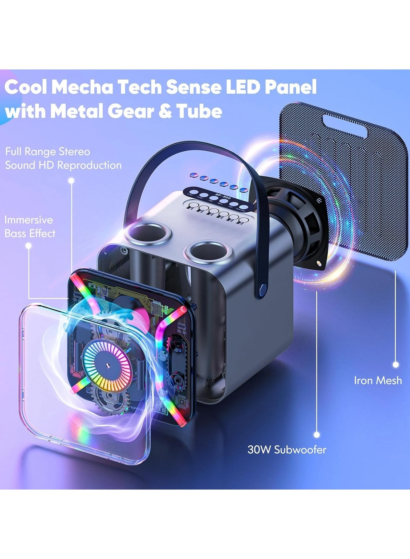 Portable Bluetooth Speaker PA System - 2 Wireless Microphones