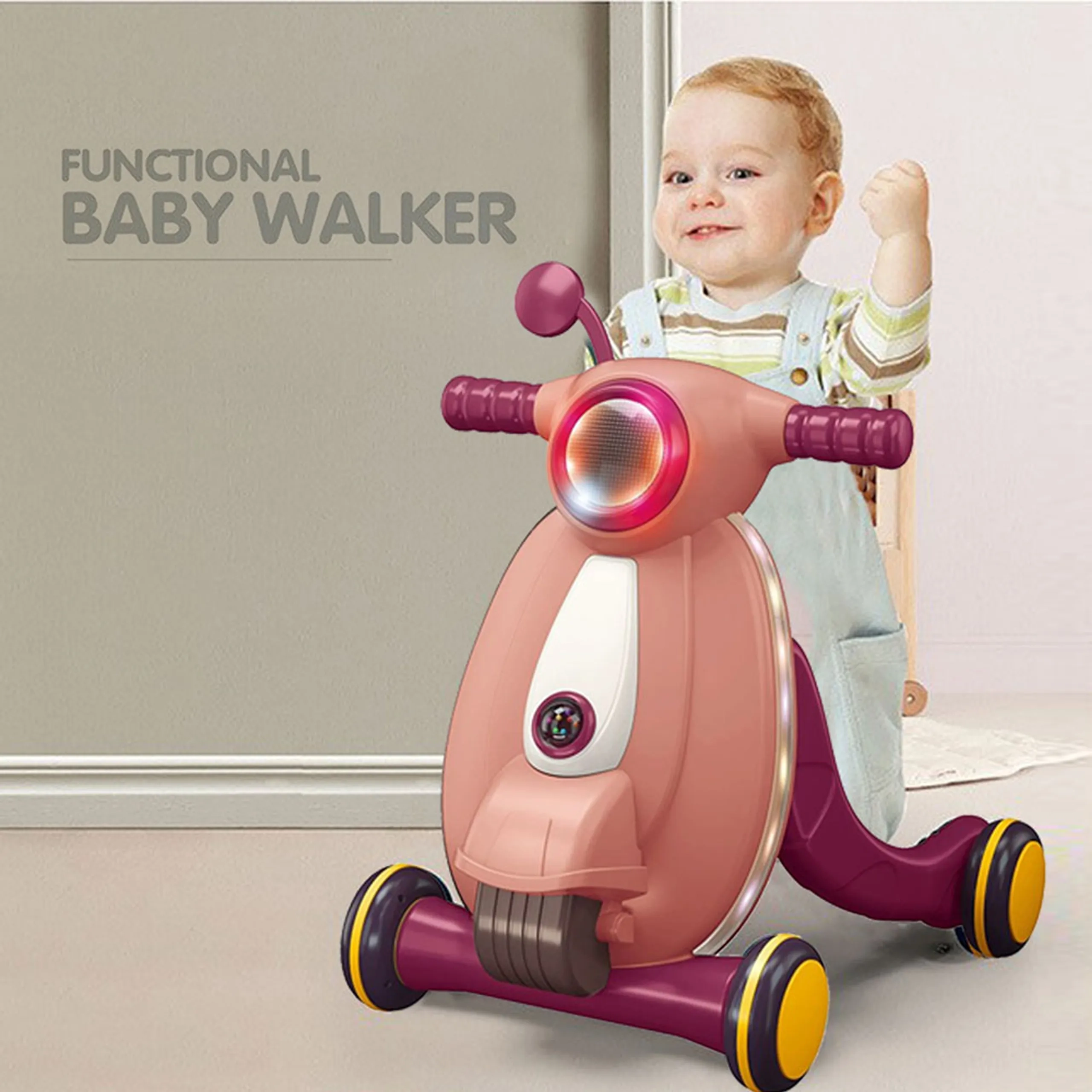 Multifunctional Baby Walker - Light Music Pink