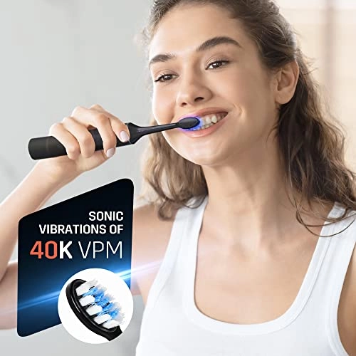 Power Whitening Electric Toothbrush - Rechargeable Ultrasonic 2 LED Brush Heads