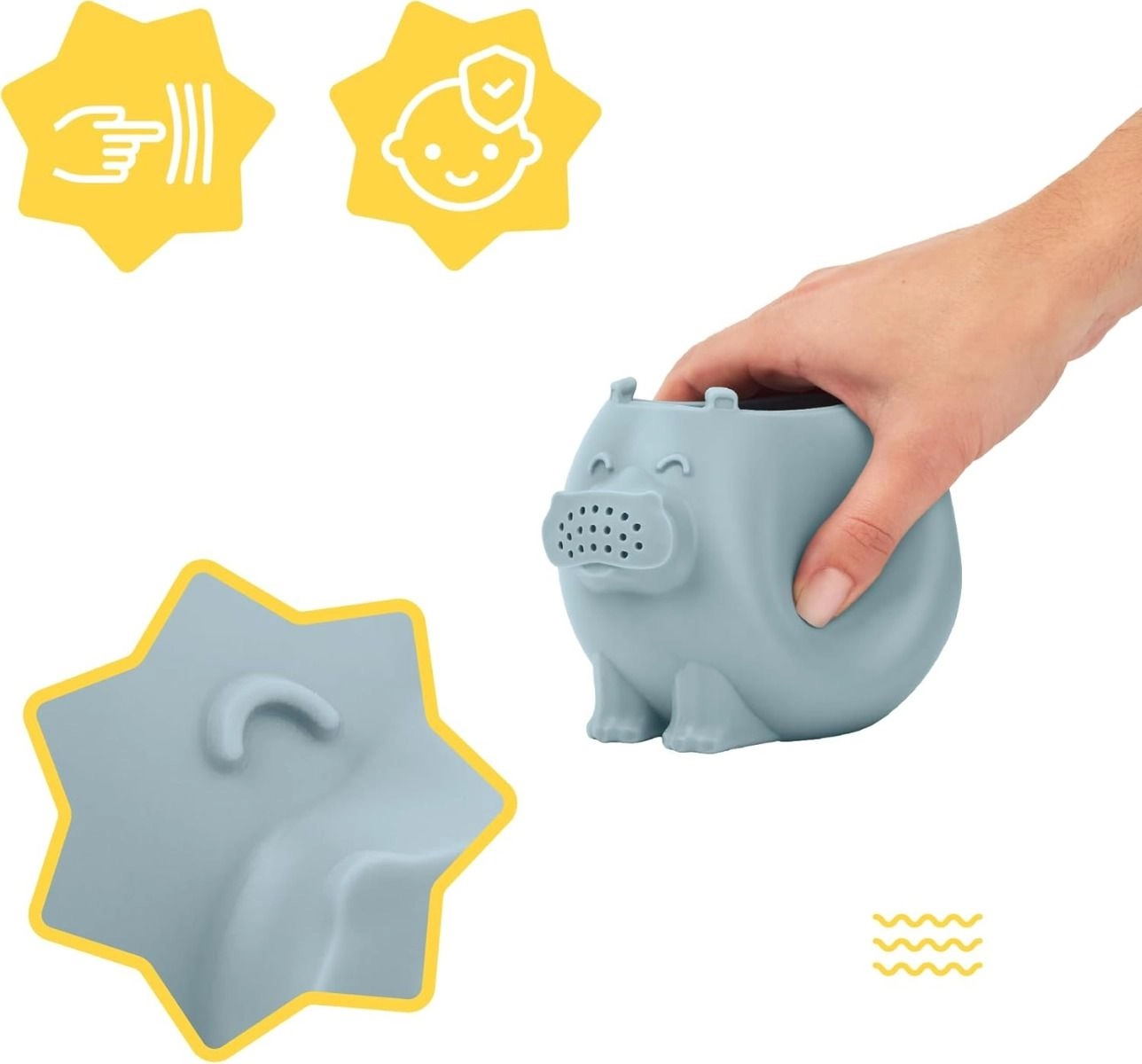 Silicone Watering Can Hippopotamus - Light Blue 0+