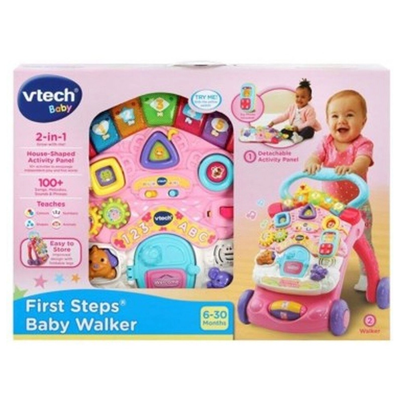 First Steps Baby Walker - Pink/Blue/Yellow 12 Months