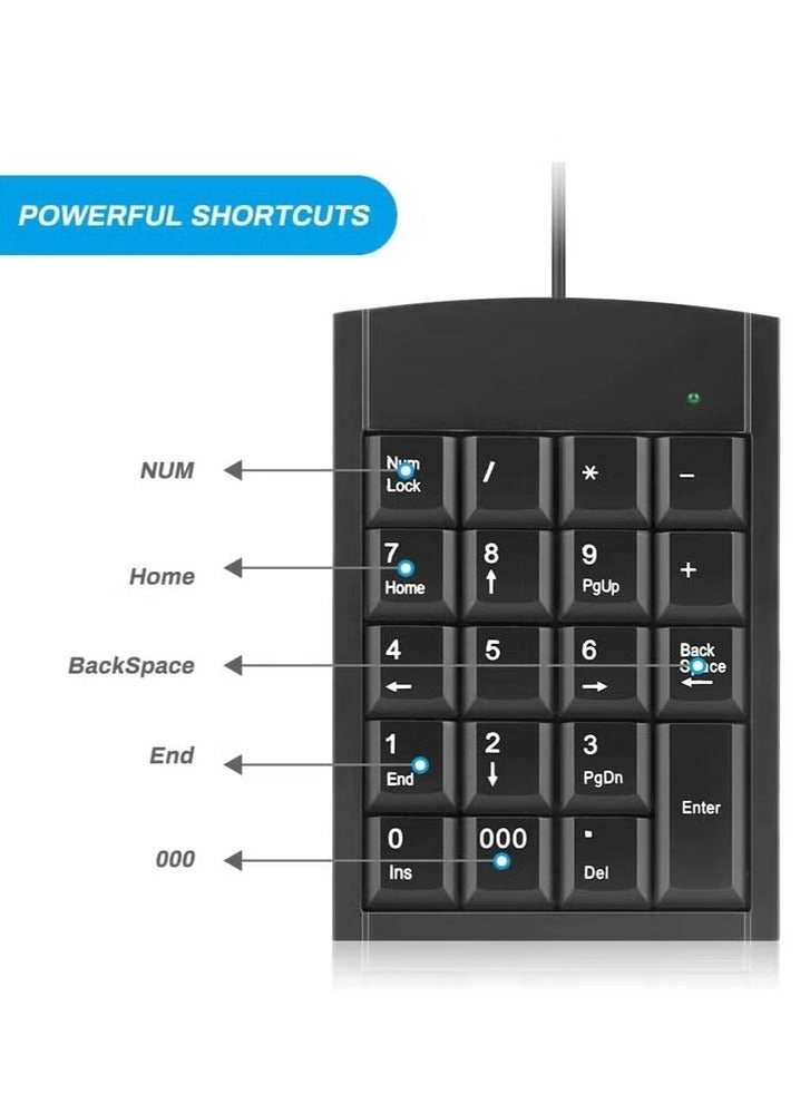 Wired Numeric Keypad - 19 key black