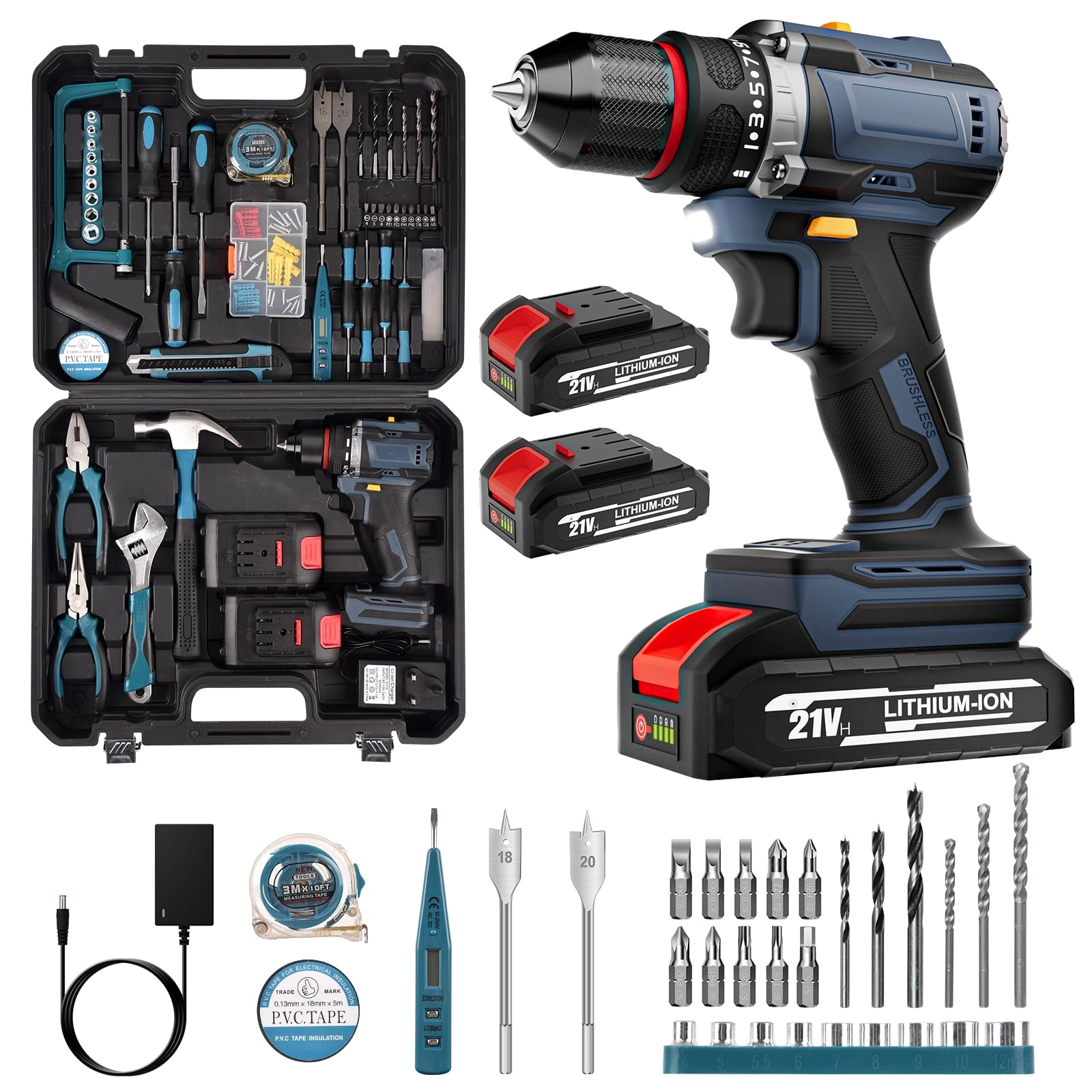 NAPASA Cordless Drill Set - 2.0Ah 21V