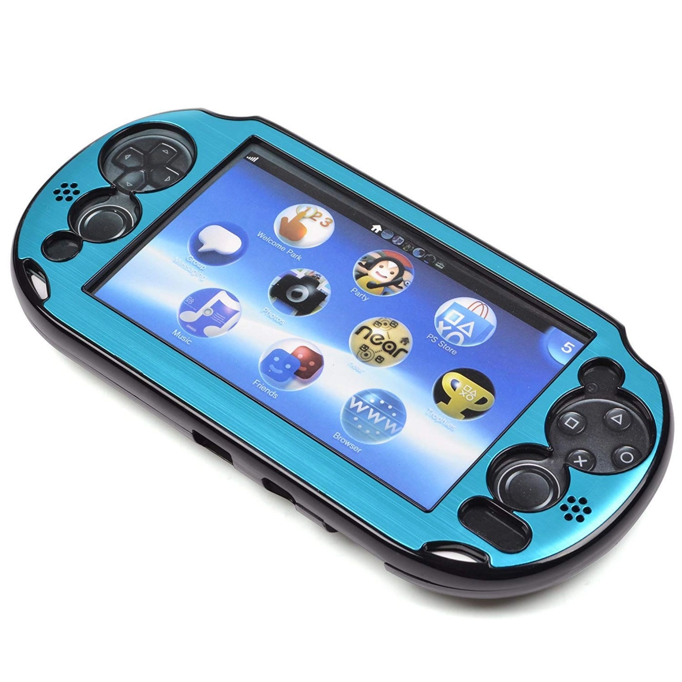 Protection Hard Case Cover - Aluminum Faceplate PS VITA 2000 Compatible Light Blue