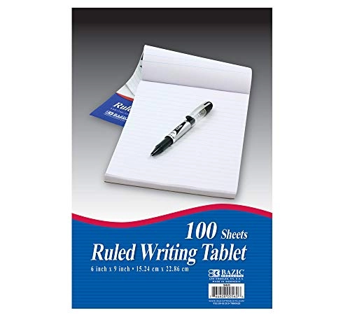 Ruled Writing Tablet 6 Inch X 9 Inch - Lined 100 Sheets