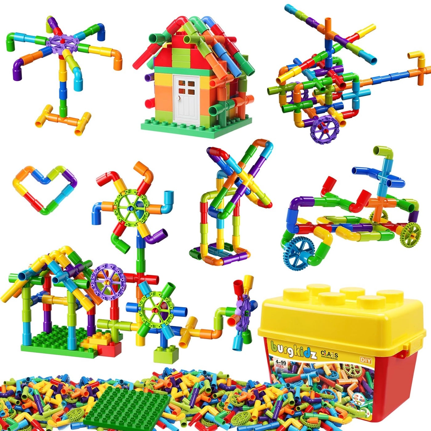 burgkidz Pipe Tube Construction Building Blocks - 188 pcs