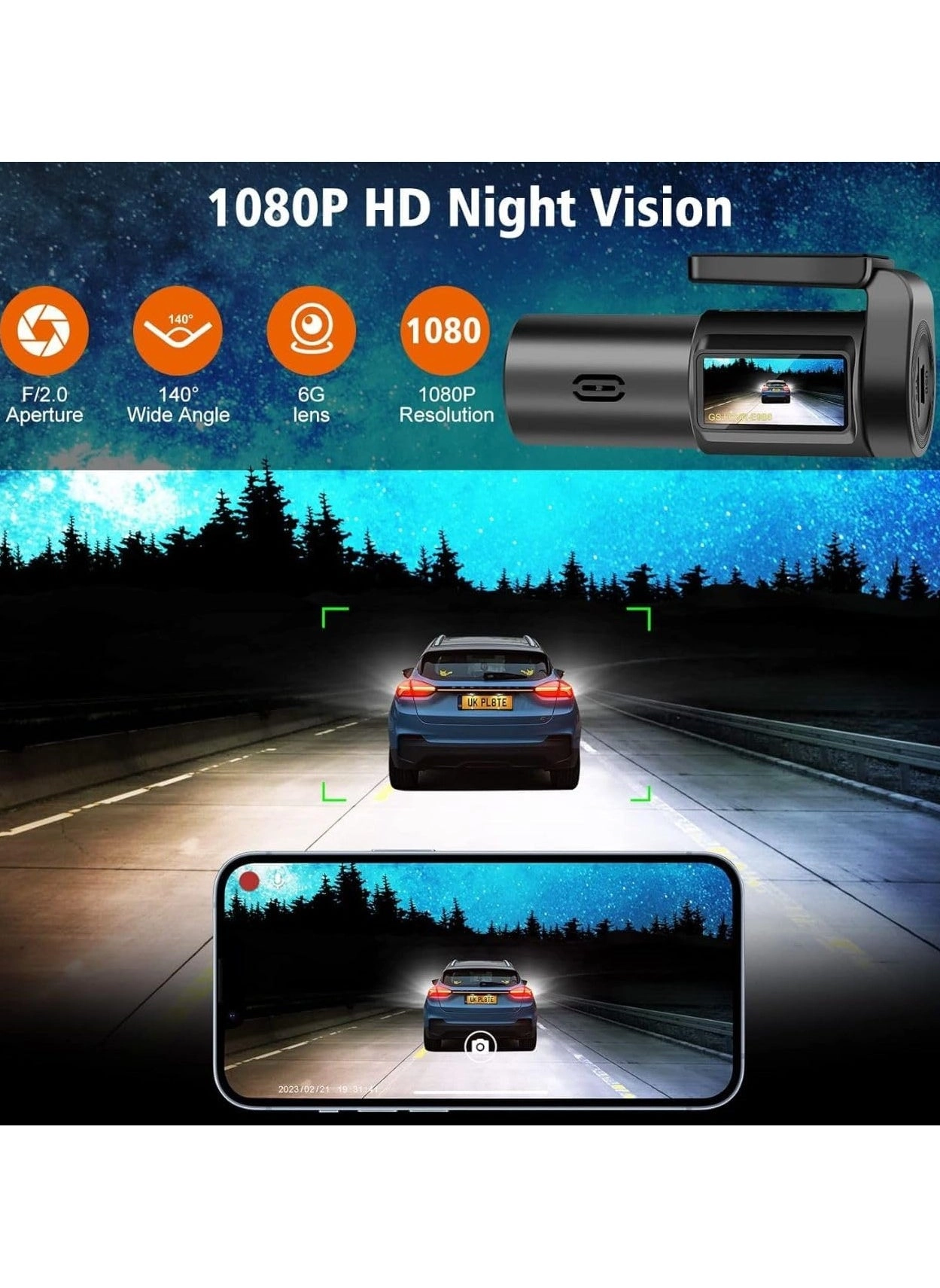 Dash Cam 1080 pixels