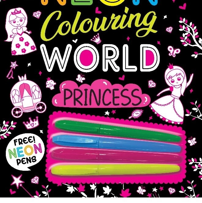 Neon Colouring World - Princess - Colouring Book with Neon Pens | Box Set