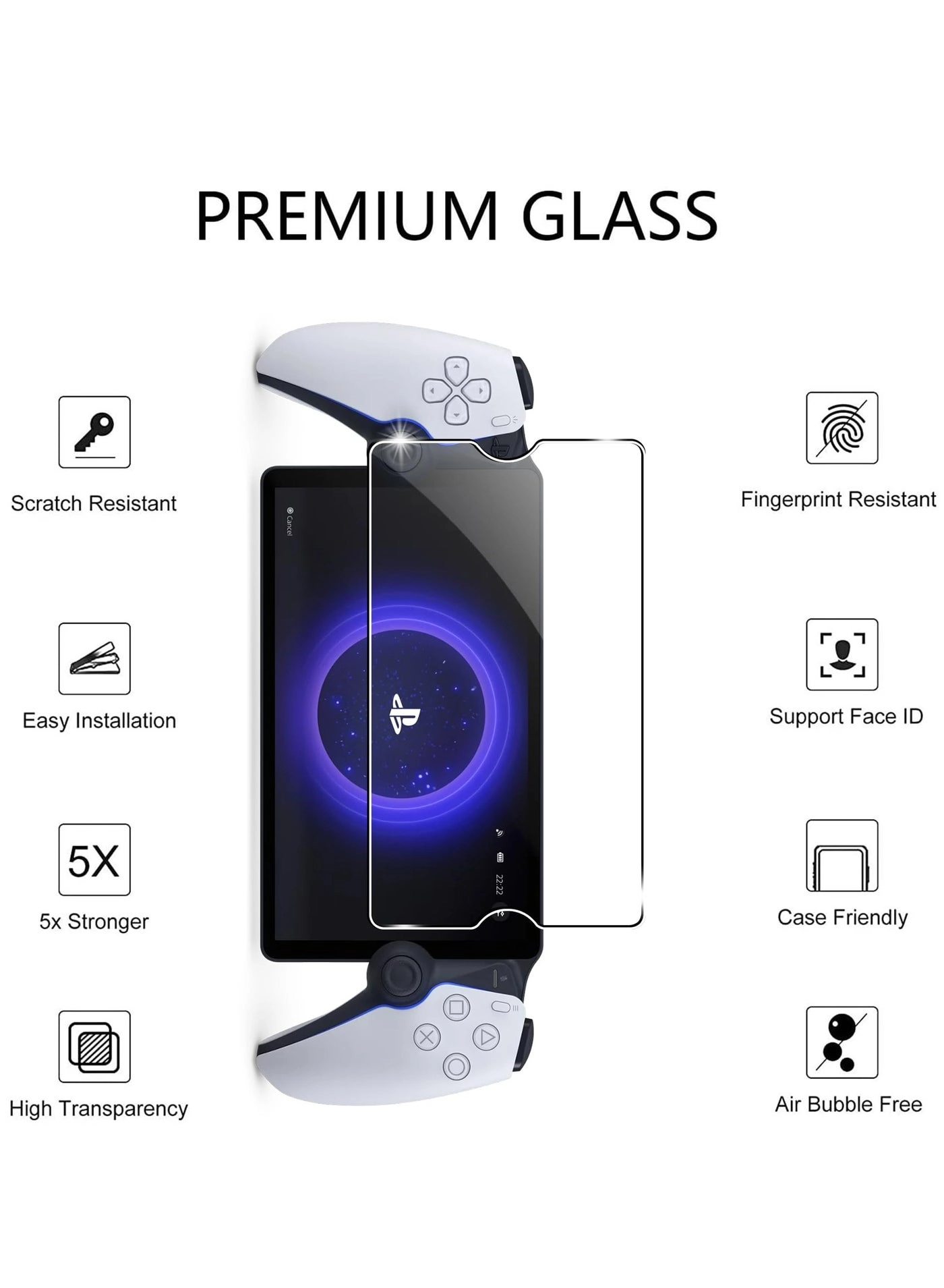 Screen Protector for Sony Playstation PS5 Portal - 2-Pack Tempered Glass Anti-Fingerprint