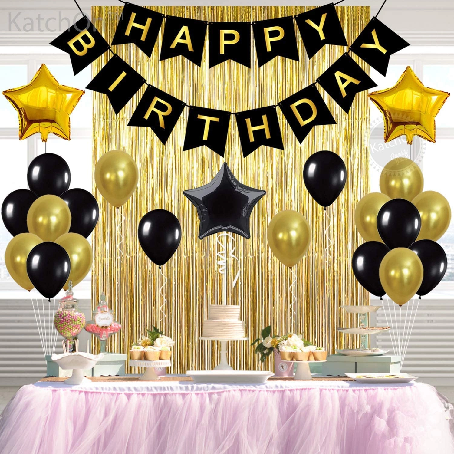 Balloons and Paper Pom Poms - Birthday