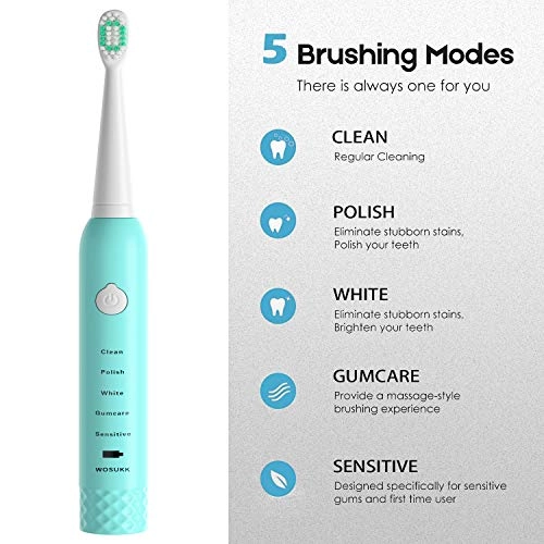 Sonic Electric Toothbrush - 5 Modes 4 Replacement Heads