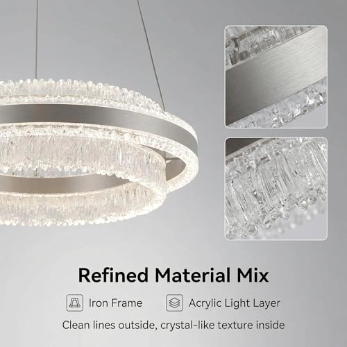 Round LED Chandelier - 3000K–6000K Dimmable