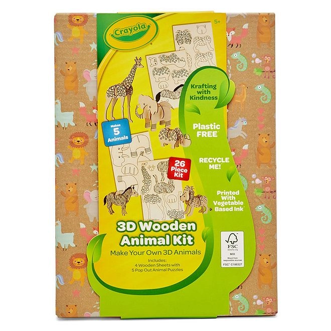 3D Wooden Animal Activity Craft Kit - 26 Pieces