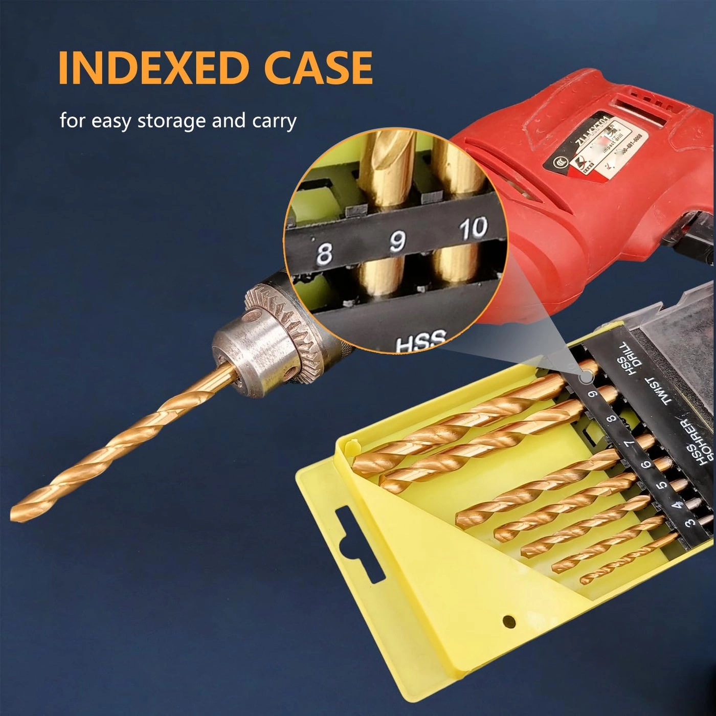 HSS Twist Drill Bit Set - 8pcs 3.0mm, 4.0mm, 5.0mm, 6.0mm, 7.0mm, 8.0mm, 9.0mm, 10.0mm