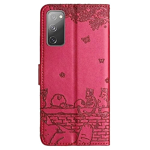Cute Cat PU Leather Wallet Embossed Flip Cover for Samsung Galaxy S20 FE