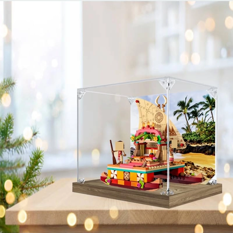 Clear Acrylic Display Case (43210) - 9.05x6.69x7.87in. Black Bottom+background