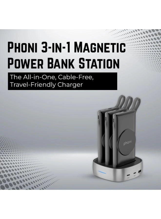 3 in 1 Magnetic Magsafe - 10000mAh 18W Fast-Charging Wireless charging