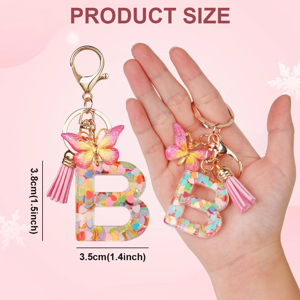 Initial Letter Keychain - Butterfly