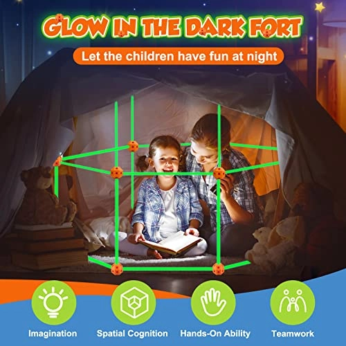 Fort Building Kit - 100 Pcs Glow-in-the-Dark
