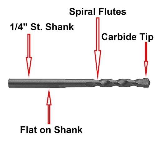 Carbide Tipped Pilot Drill Bits - Carbide Tipped 2PCs 1/4" x 4"