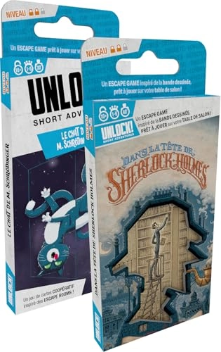 Unlock! Short Adventure: In The Head of Sherlock Holmes + The Cat of M. Schrödinger - Card Game (French)
