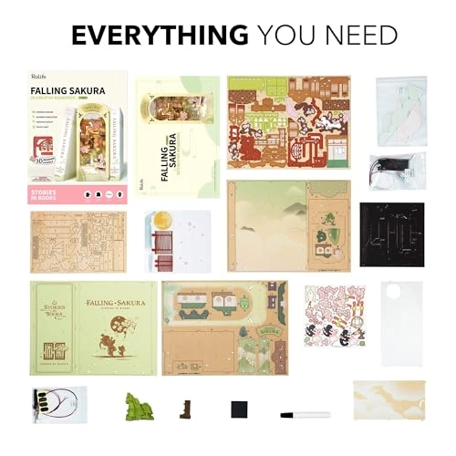 Book Nook 3D Puzzle - Falling Sakura Design