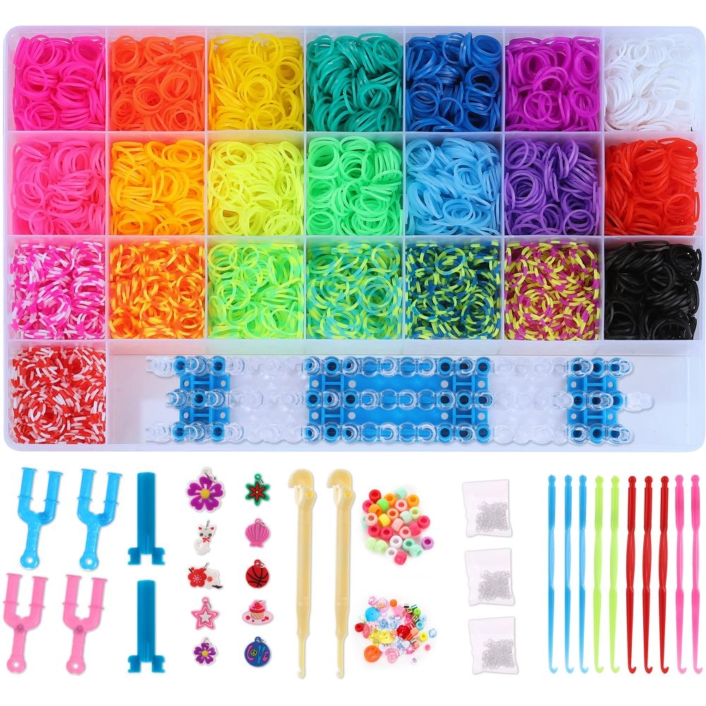 Loom Rubber Bands Bracelet Making DIY Craft Kit - 7000 pcs 22 different colored
