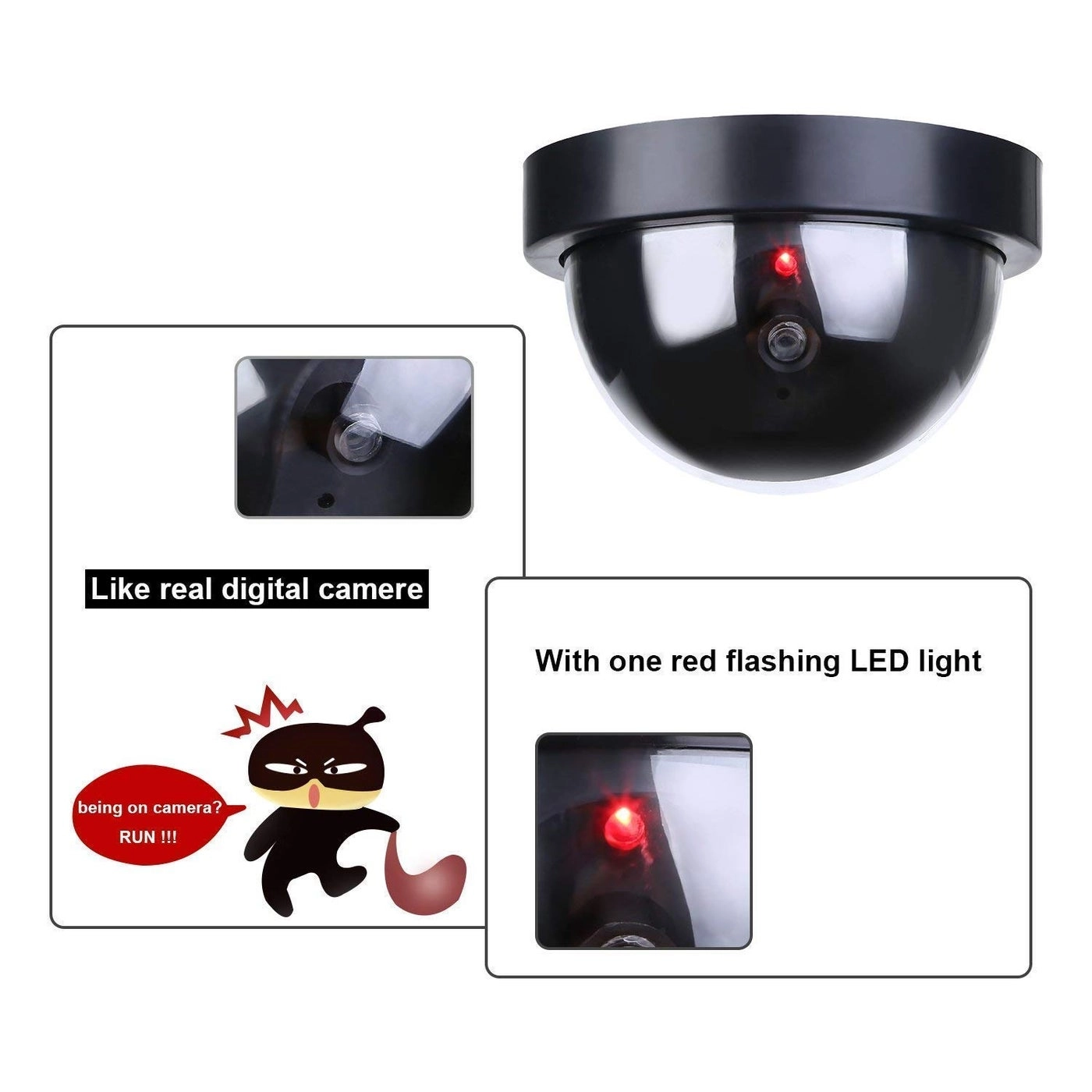 Dummy Dome Camera - 2 Pcs Blinking Red LED