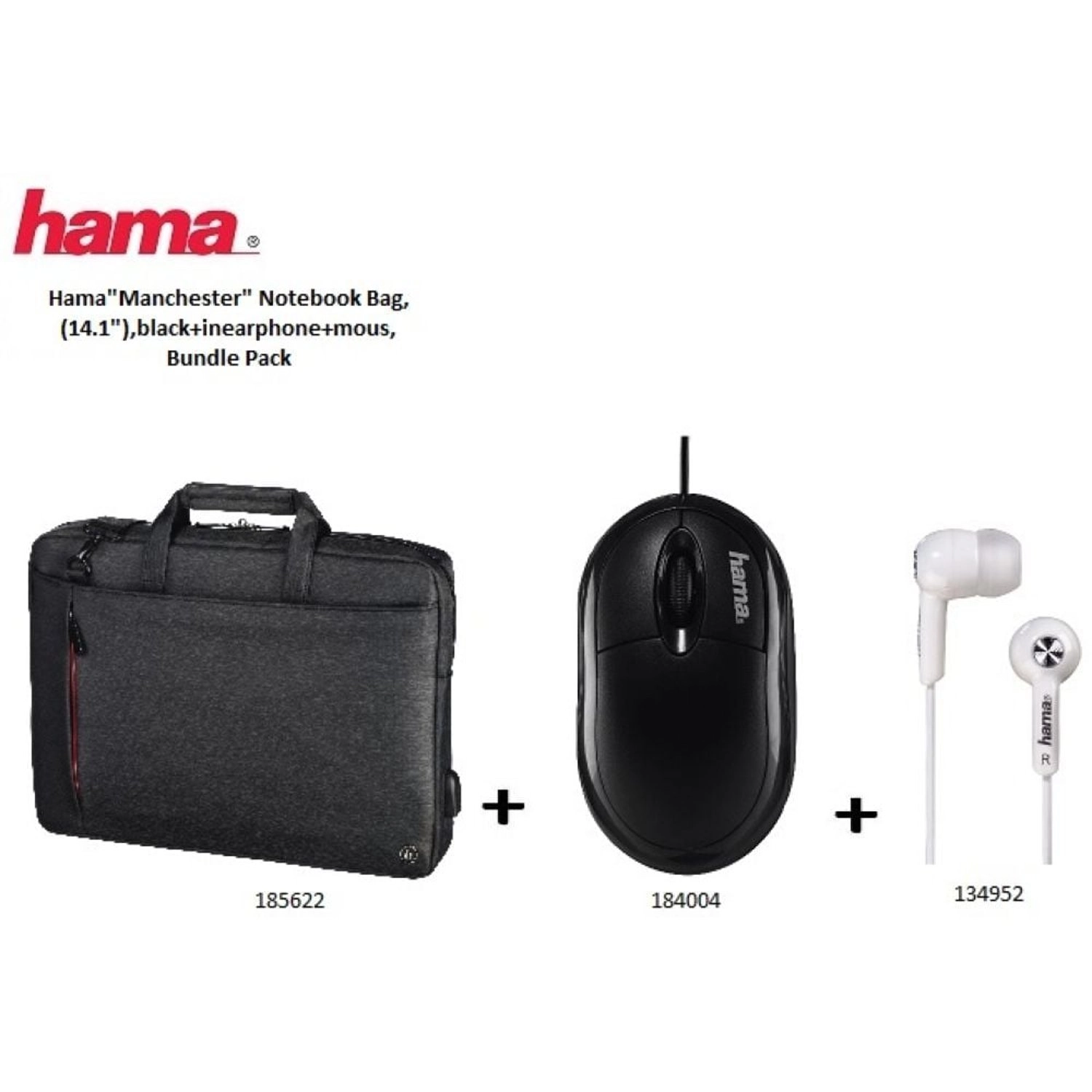 Hama Manchester Bag - Laptop Bag 14.1-Inch + Mouse + Earphone